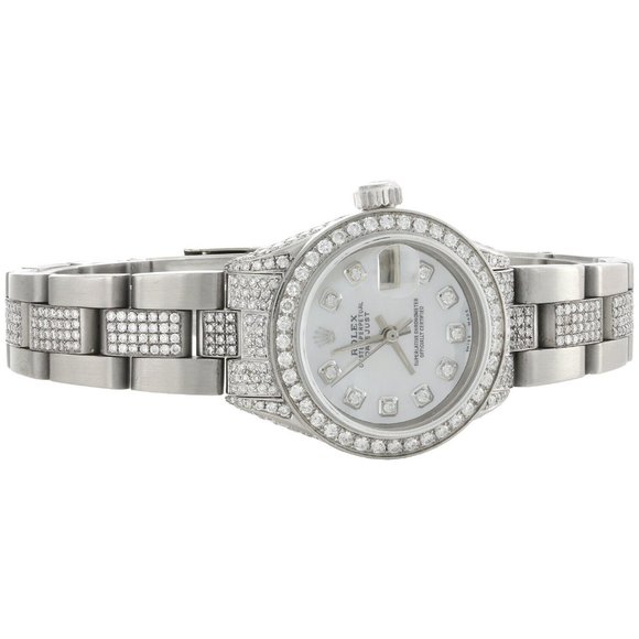 Women's Rolex 26mm 5CT Diamond Watch! Sale! Mint! With Rolex Box - Picture 4 of 10